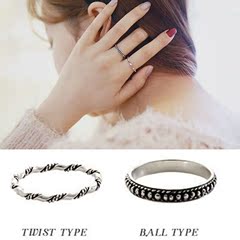 韩国明星同款925纯银开口戒仿古复古泰银素银戒指环时尚精美礼物
