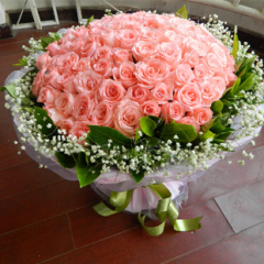 爱情生日祝福鲜花快递上海实体花店送花99朵粉玫瑰花束七夕圣诞节