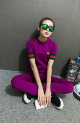 2016夏季新品韩版大码女装运动套装休闲套装