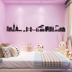 城市剪影创意3D水晶立体亚克力墙贴装饰客厅沙发卧室墙儿童房贴画