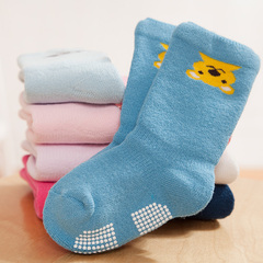 宝宝袜子冬季毛圈加厚 婴儿纯棉倒卡通中筒 加厚新款0-1岁防滑