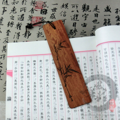 梅兰竹菊酸枝木雕红木书签定制LOGO中国风特色古文化外事商务礼品