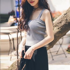 夏季新款女韩版百搭无袖打底上衣修身显瘦纯色棉针织吊带背心包邮
