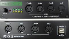 USB MIDI 4X4 分线器 控制器 音乐编辑盒 4进4出 带MIDI合并功能