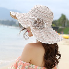 防晒帽子女夏天时尚可折叠遮阳帽出游防紫外线沙滩帽可调节大檐帽