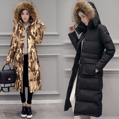 韩版加长款羽绒棉服女士冬季防寒保暖大毛领过膝加厚棉服外套特价