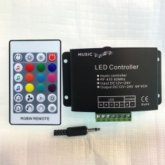 LED RGBW音乐控制器 5050五路七彩RF射频遥控控制器5pin 12V 24V