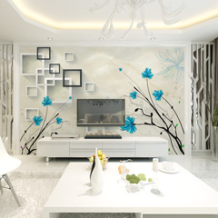 现代简约客厅沙发电视背景墙纸欧式3d立体花卉影视墙壁纸定制壁画
