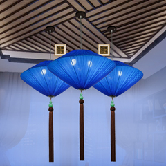 现代新中式吊灯餐厅手绘布艺圆形灯笼走廊过道茶室会所仿古装饰灯
