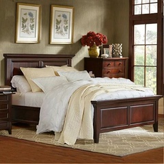 实木床1.8米高箱床双人床婚床现代中式床复古床美式橡木全实木床