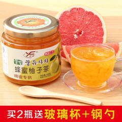 买2瓶送杯子 钢勺 意峰蜂蜜柚子茶500g 韩国风味蜜炼酱果茶冲饮品