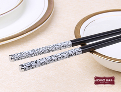高档筷 酒店筷 合金筷子 套装 客满多日式筷 银边青花瓷纹筷 10双