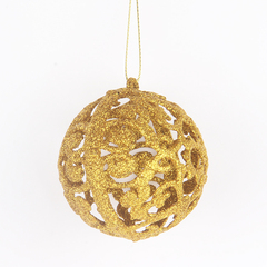圣诞节装饰品球彩球6cm金色红色镂空球圣诞树挂件球吊球吊饰