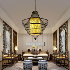 新中式别墅复式楼客厅大吊灯东南亚酒店大堂会所大厅餐厅装饰灯具
