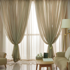 韩式麻纱北欧纯色咖啡色半遮光窗纱窗帘定制卧室客厅清新素色纱帘