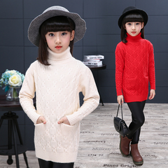女童新款冬装高领韩版毛线衣女宝宝百搭加厚针织套头衫中大童毛衣