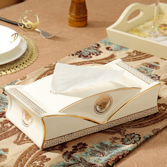 高档陶瓷纸巾抽纸盒欧式创意桌面餐巾纸抽盒家居客厅茶几装饰摆件