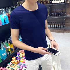 夏季男士短袖T恤圆领纯色体恤打底衫韩版半袖上衣夏装男装黑白潮
