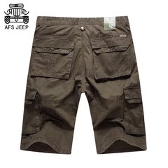 夏季新款男士休闲短裤AFS jeep工装五分裤男薄款多袋大码宽松中裤