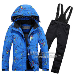 儿童滑雪服套装加厚男童女童滑雪衣裤两件套童装防水防寒冲锋衣裤