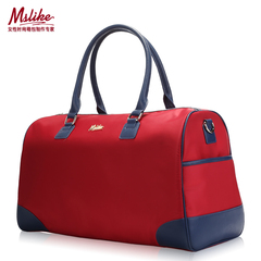 Mslike 大容量旅行包女手提包新款欧美红蓝撞色时尚斜挎旅行包袋