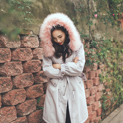 2016新款冬季韩版棉袄女 大毛领加厚派克大衣 中长款棉衣工装外套