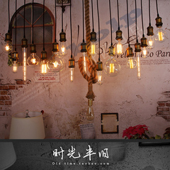 设计师loft咖啡吧台餐厅吊灯爱迪生灯泡头美式乡村复古个性钨丝灯