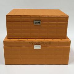 橙色车线储物盒样板房衣帽间收纳盒家居整理套盒有盖杂物箱子