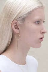 Jewelry  几何圆形竖条长条耳钉 cos欧美极简复古个性耳环耳坠