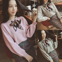 韩版女装秋冬季新款学院风上衣宽松显瘦长袖打底针织衫女套头毛衣