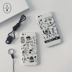 三筒的爸爸 原创设计苹果6手机壳卡通个性亚克力iphone6s插画软壳