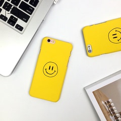 可爱笑脸iphone6手机壳简约个性黄色苹果6plus手机壳清新磨砂硬壳