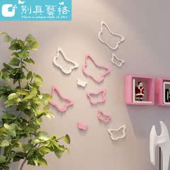 3D立体蝴蝶木质墙贴相框新婚房儿童卧室壁画客厅房间电视背景装饰