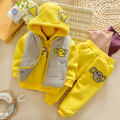 宝宝冬装套装男1-2-3-4-5岁婴幼儿加绒加厚卫衣女宝宝儿童三件套