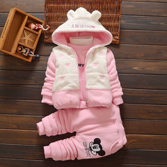 女宝宝冬装0-1岁2小女孩3加厚4棉袄6个月7男童装8冬季9三件套装12