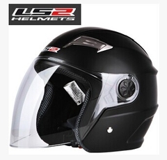 正品LS2头盔 摩托车电瓶车冬季秋冬保暖半盔 男女半覆式安全帽