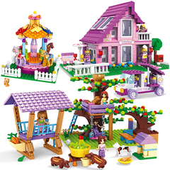 奥斯尼拼装积木房子城市系列塑料树屋女孩公主益智玩具别墅E24801
