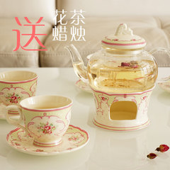 英式陶瓷玻璃花茶茶具套装耐热玻璃过滤加热小花茶壶茶具泡茶水壶