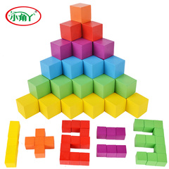 100粒大块木制立方体数学蒙氏教具立体几何正方体积木模型包邮