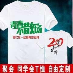 同学学生周年聚会纪念团体班服工作定制纯棉短袖T恤10 20 30周年