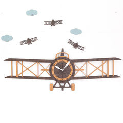 mandelda钟表大号飞机时钟创意挂钟客厅现代欧式儿童卡通木质挂表