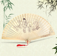 扇子包邮创意中国风古风女式镂空香木折扇古风日式工艺折扇礼品扇