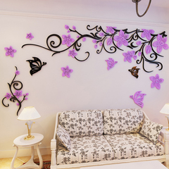 创意浪漫花藤3D亚克力立体墙贴饰客餐厅沙发电视背景墙壁装饰贴画