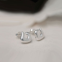 S990足银纯银  简约手工耳钉耳环高端耳饰首饰 R017