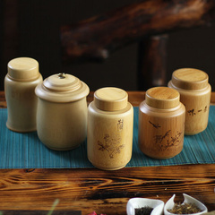 竹制茶叶罐大号收纳包装盒子创意刻字密封楠竹筒竹桶醒茶罐 特价