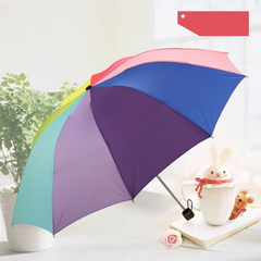 时尚经典彩虹伞 防风骨架三折雨伞 折叠防紫外线加固太阳户外伞