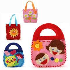 儿童幼儿园手工制作手提包包材料包无纺布不织布DIY创意粘贴玩具