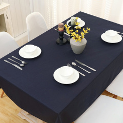 藏青色纯棉餐桌布 简约现代纯色桌布 宜家布艺台布茶几布盖巾