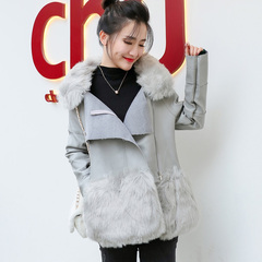 2016冬季新款韩版时尚毛领水洗pu皮修身显瘦皮衣毛领时尚女装外套