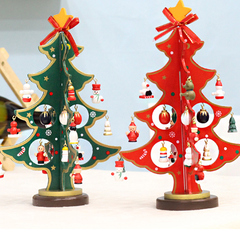 圣诞节装饰品 中号木质圣诞树 圣诞节桌面台面装饰品摆件圣诞用品